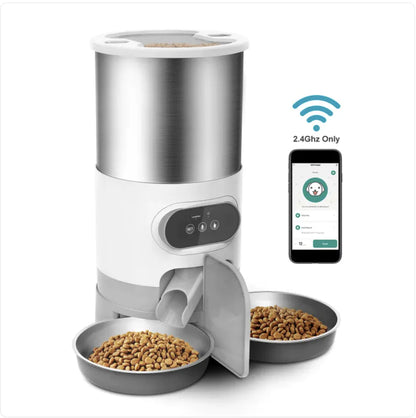Automatic Dog and Cat Duo Feeder 5G WiFi Automatic with Freshness  Preservation