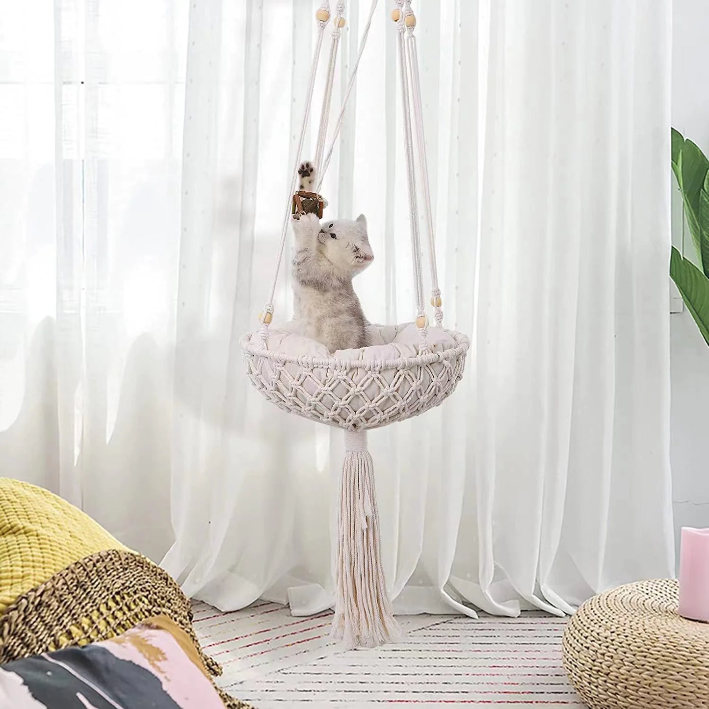 Hanging Cat Hammock Nest – Cozy Elevated Bed for Cats | Swing-Style Pet Lounge Basket