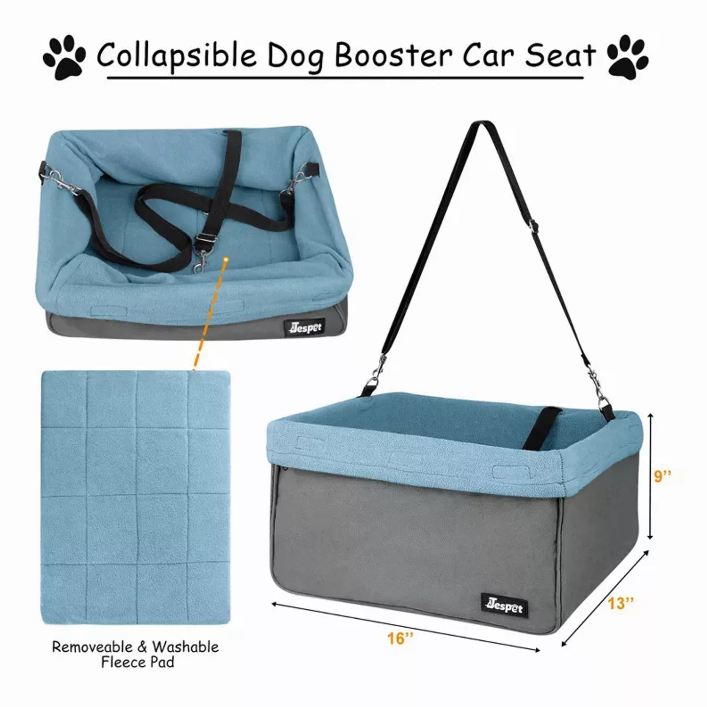 Jespet Goopaws Car Travel Dog Booster Seat, Black