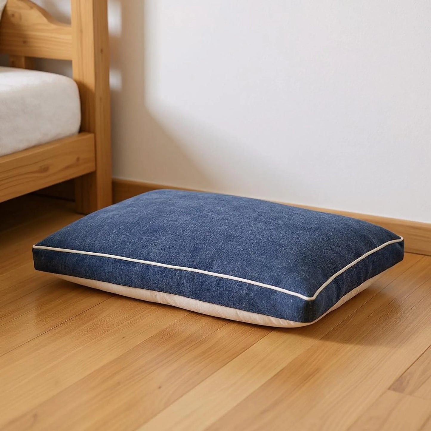Stonewashed Blue Pillow Style Pet Bed With Removable Cover 24" X 36"