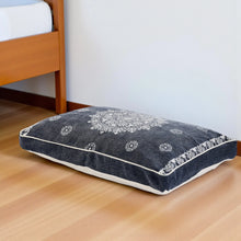Stonewashed Blue Medallion Pillow Style Pet Bed With Removable Cover 24" X 36