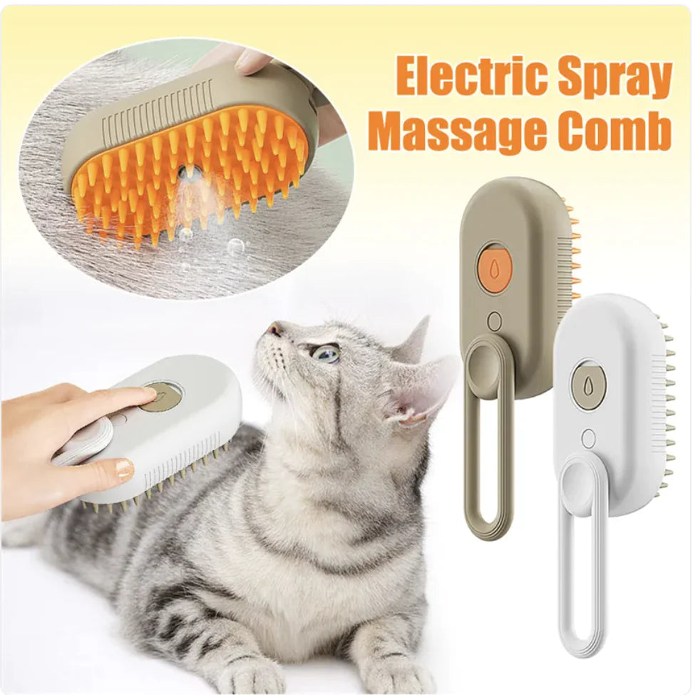 4 in 1 Cat steam brush, steam brush for dogs, rabbits., Pet spray comb for shedding and grooming, Gentle Technology, Easy-to-Clean, massage