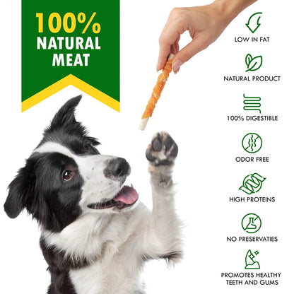 Dog Rawhide Sticks Wrapped with Chicken & Pet Natural Chew Treats