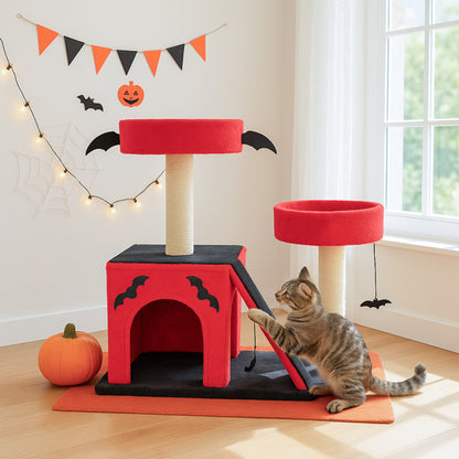 30 in Cat Tree Tower Halloween – Multi-Level Cat Furniture with Condo, Perches