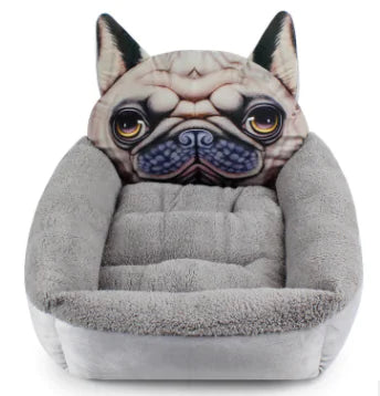 3D Cartoon Cube Dog Bed - Warm Pet House for Winter