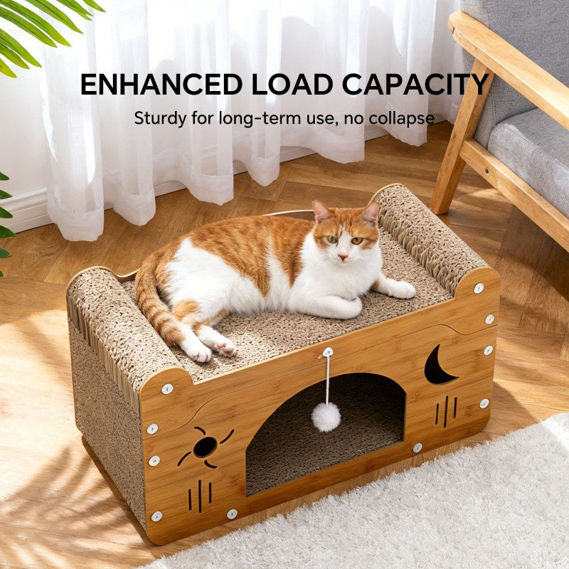 PETS Sisal Cat Scratcher Couch Star & Moon 56cm Teaser Ball, For Large & Multi-Cat