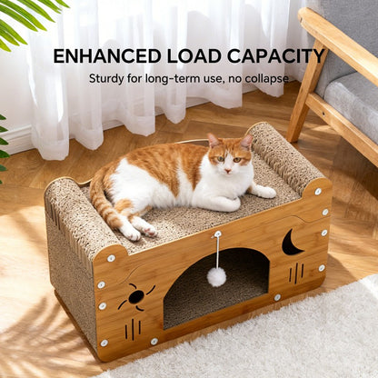 PETS Sisal Cat Scratcher Couch Star & Moon 56cm Teaser Ball, For Large & Multi-Cat