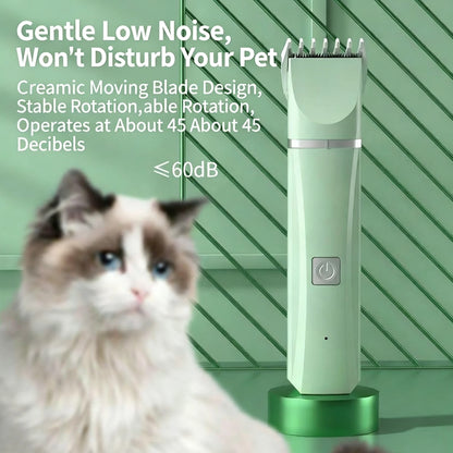 4-in-1 Pet Grooming Kit For Small Dogs Cats, Professional Quiet Rechargeable Hair Trimmer With 4 Interchangeable Heads