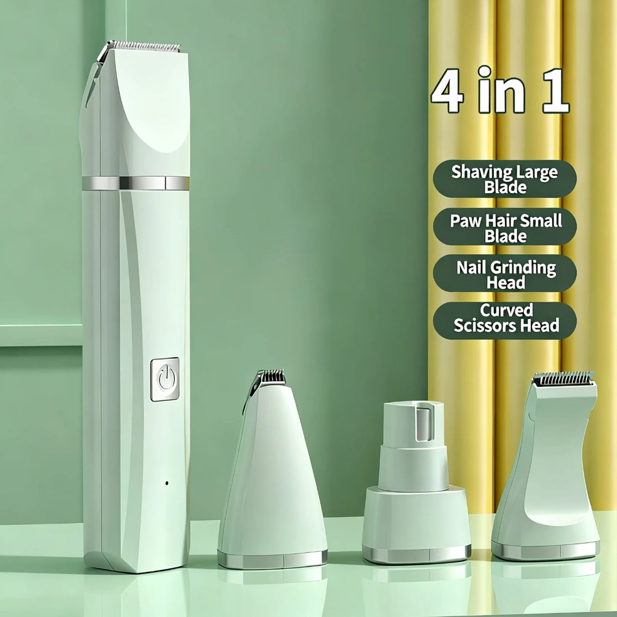 4-in-1 Pet Grooming Kit For Small Dogs Cats, Professional Quiet Rechargeable Hair Trimmer With 4 Interchangeable Heads