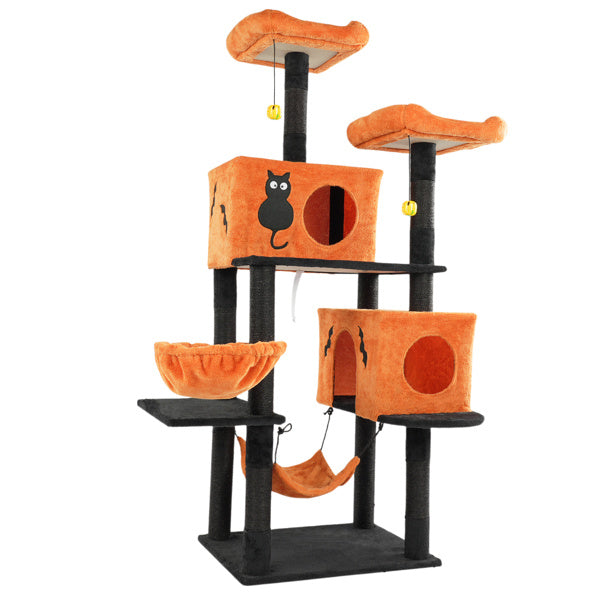 34 in Halloween Cat Tree Tower – Multi-Level Playground with Condos, Hammocks, Perches &amp