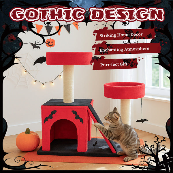 30 in Cat Tree Tower Halloween – Multi-Level Cat Furniture with Condo, Perches