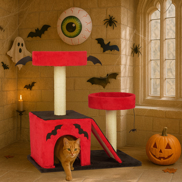 30 in Cat Tree Tower Halloween – Multi-Level Cat Furniture with Condo, Perches