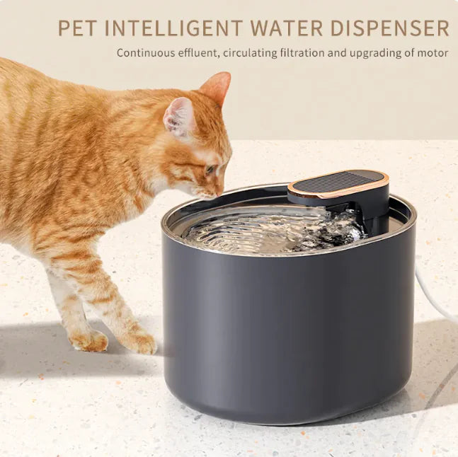 Wireless Cat Water Fountain Stainless Steel, 3L Pet Fountain Battery Operated, Cordless Running Water Dispenser for Cats & Dogs with Motion Sensor, Ultra Quiet
