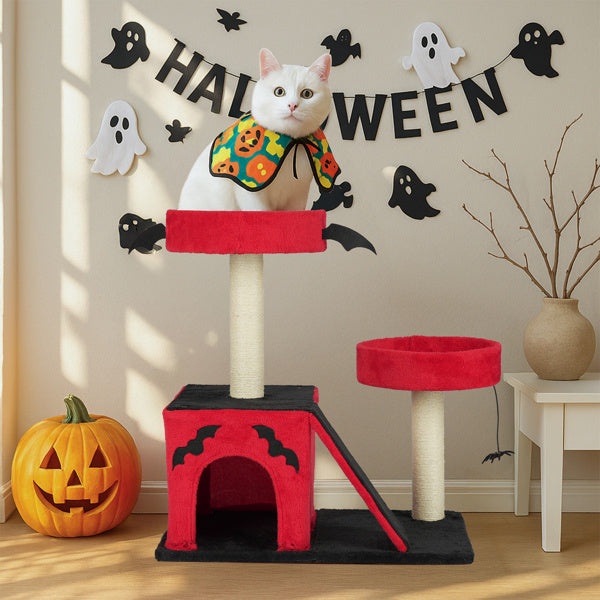 30 in Cat Tree Tower Halloween – Multi-Level Cat Furniture with Condo, Perches