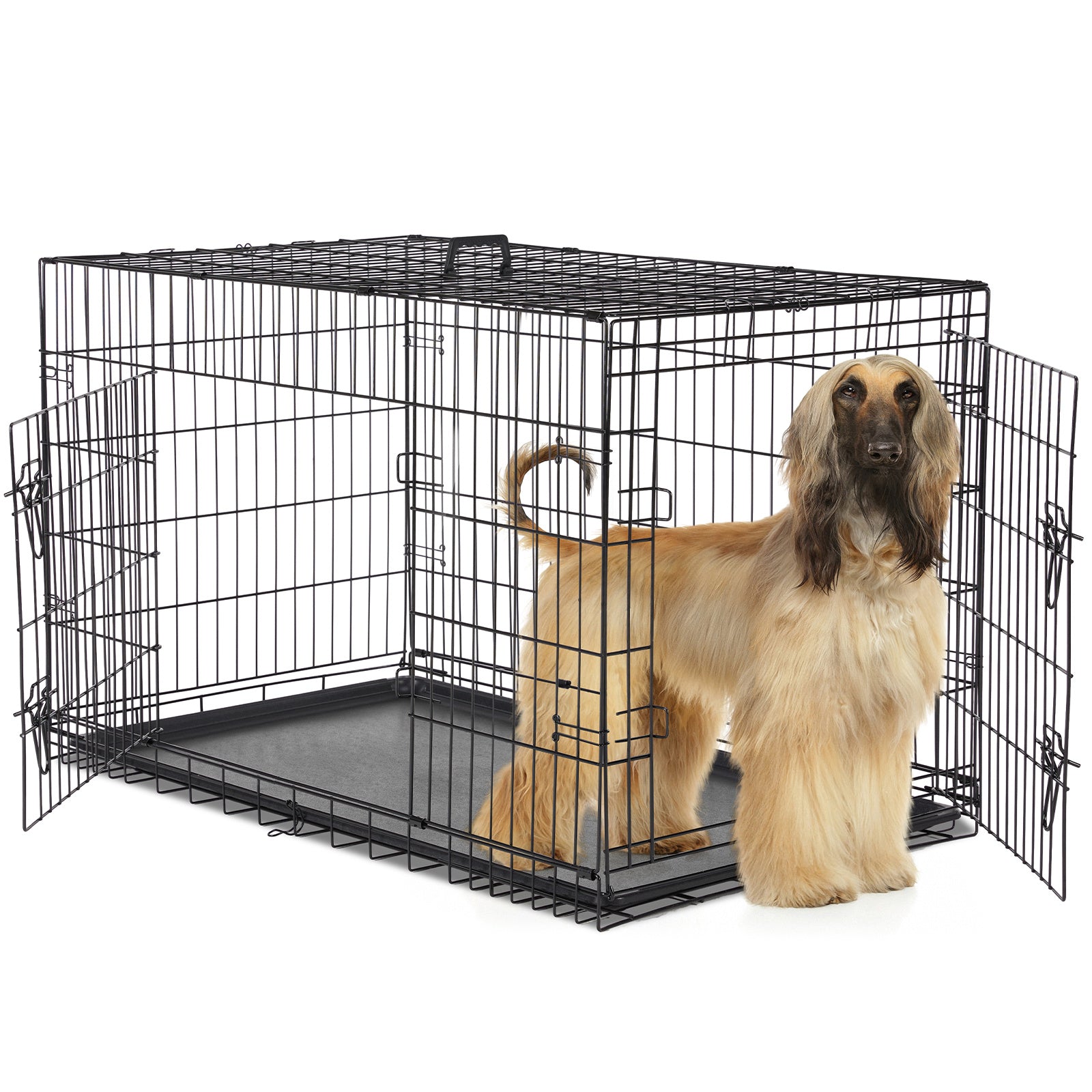 36,42,48 Dog Cage Double Door Folding Dog Crate – ShoPetz