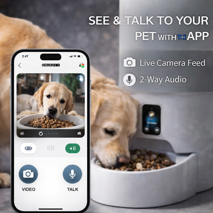Automatic Pet Feeder for Cats and Dogs, Smart Timed Food Dispenser with Anti-Jam Design, Dual Power Supply