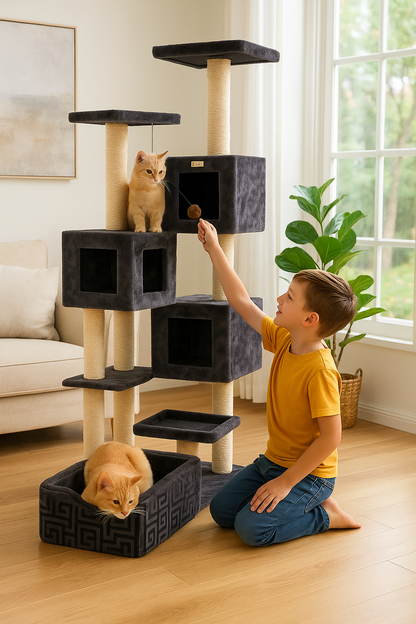 Griant Real Wood Cat Tower for Multiple Cats  A8104