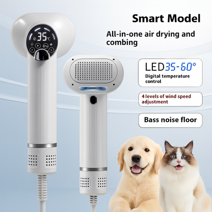 Pet Grooming Cat Dual Function Drying Comb with Light Indicator