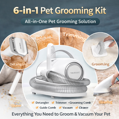 Professional Dog Grooming Clippers With 2.5L Cup, 3 Suction Modes, Cordless Clippers, 5 Groomer Tools, Low Noise