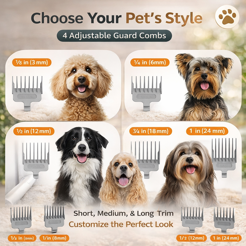 Professional Dog Grooming Clippers With 2.5L Cup, 3 Suction Modes, Cordless Clippers, 5 Groomer Tools, Low Noise