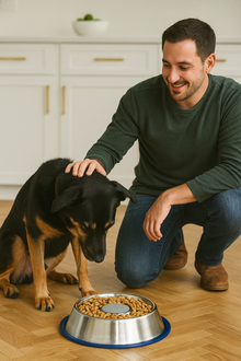 Mr. Peanut's Slow Feed Anti Bloat Dog Bowl with Bonded Silicone Base