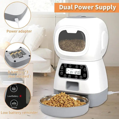 Automatic Cat Feeder, 4L Cat Food Dispenser with 10s Voice Recorder, Pet Feeder up to 8 Meals per Day, Timed Dog Feeder with Dry Food Sealed Ring