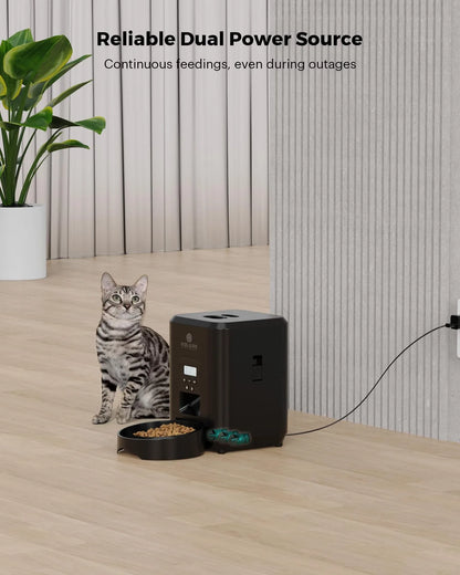 Automatic Cat Feeder, 5G WiFi Automatic Dog Food Dispenser with Freshness Preservation, 2L Timed Pet Feeder with Low Food Sensor,