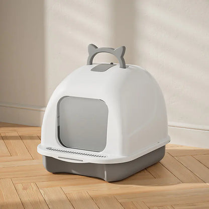 Large Closed Cat Litter Box with Odor Control Features