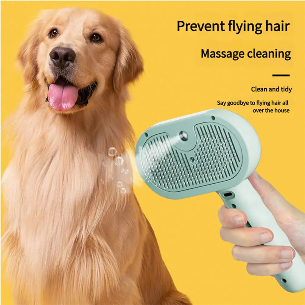 3-in-1 Steam Pet Brush – Self-Cleaning, Silicone Bristles, and Steam Function for Dogs, Cats & Horses