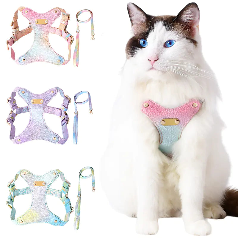 Adjustable Waterproof Leather Pet Harness for Small Cats