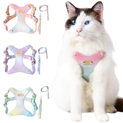 Adjustable Waterproof Leather Pet Harness for Small Cats