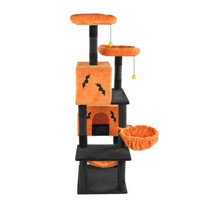 34 in Halloween Cat Tree Tower – Multi-Level Playground with Condos, Hammocks, Perches &amp