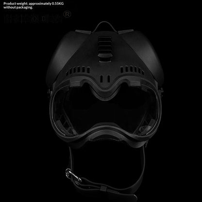 Tactical-Style K9 Dog Helmet with Goggles, Removable Earmuffs, Clear/Tinted Lenses, Picatinny Rail, Ventilated Shell for Working Dogs & Outdoor Training