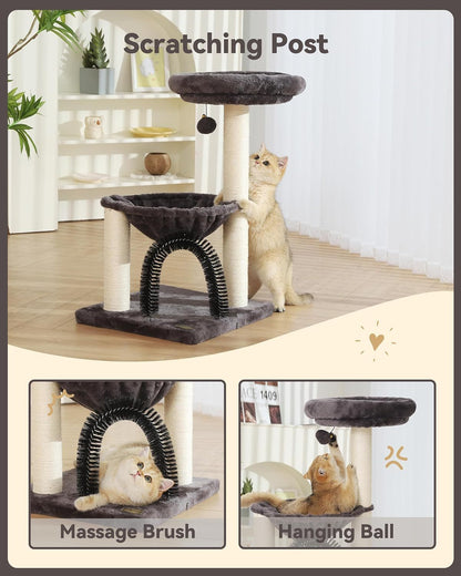 27.8" Multi-Level Cat Tree Tower – Durable Indoor Cat Furniture