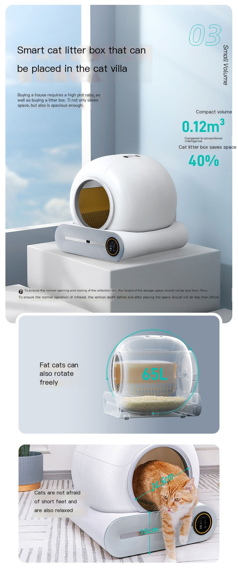 Automatic Cat Litter Box with Odor Control (Large)