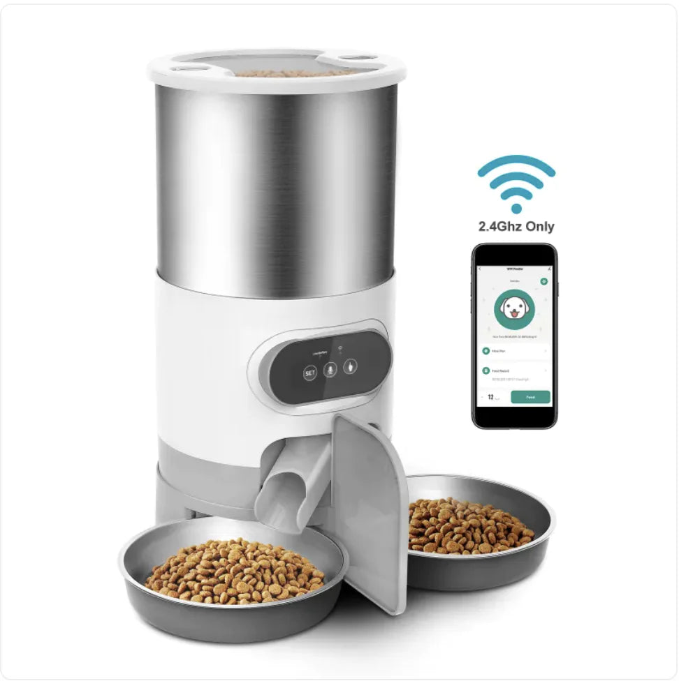 Automatic Dog and Cat Duo Feeder 5G WiFi Automatic with Freshness  Preservation