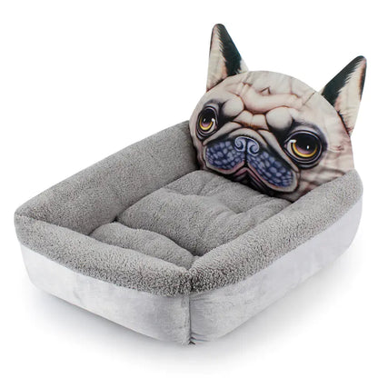 3D Cartoon Cube Dog Bed - Warm Pet House for Winter