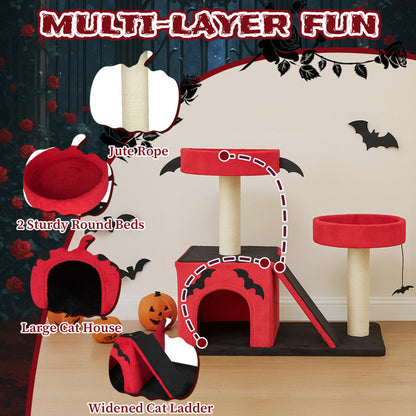 30 in Cat Tree Tower Halloween – Multi-Level Cat Furniture with Condo, Perches