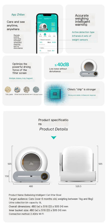 Automatic Cat Litter Box with Odor Control (Large)