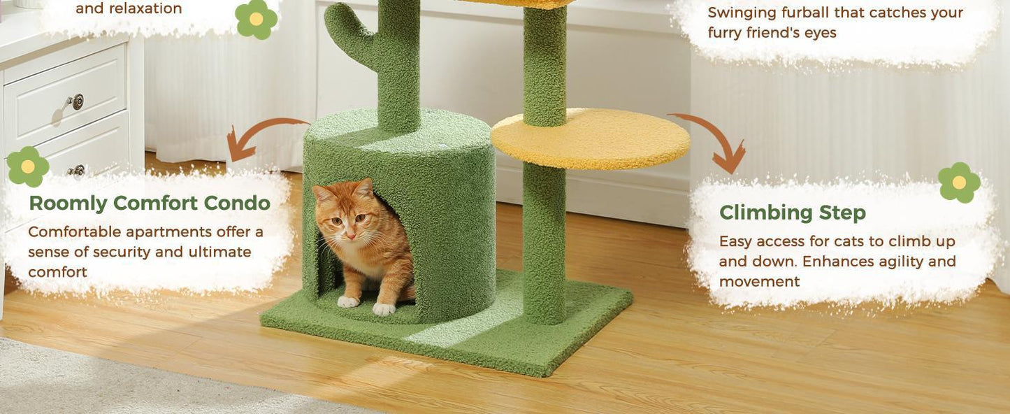 36.5 In Cactus Cat Tree – A Playful Oasis for Your Feline Friend