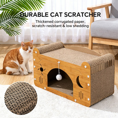 PETS Sisal Cat Scratcher Couch Star & Moon 56cm Teaser Ball, For Large & Multi-Cat
