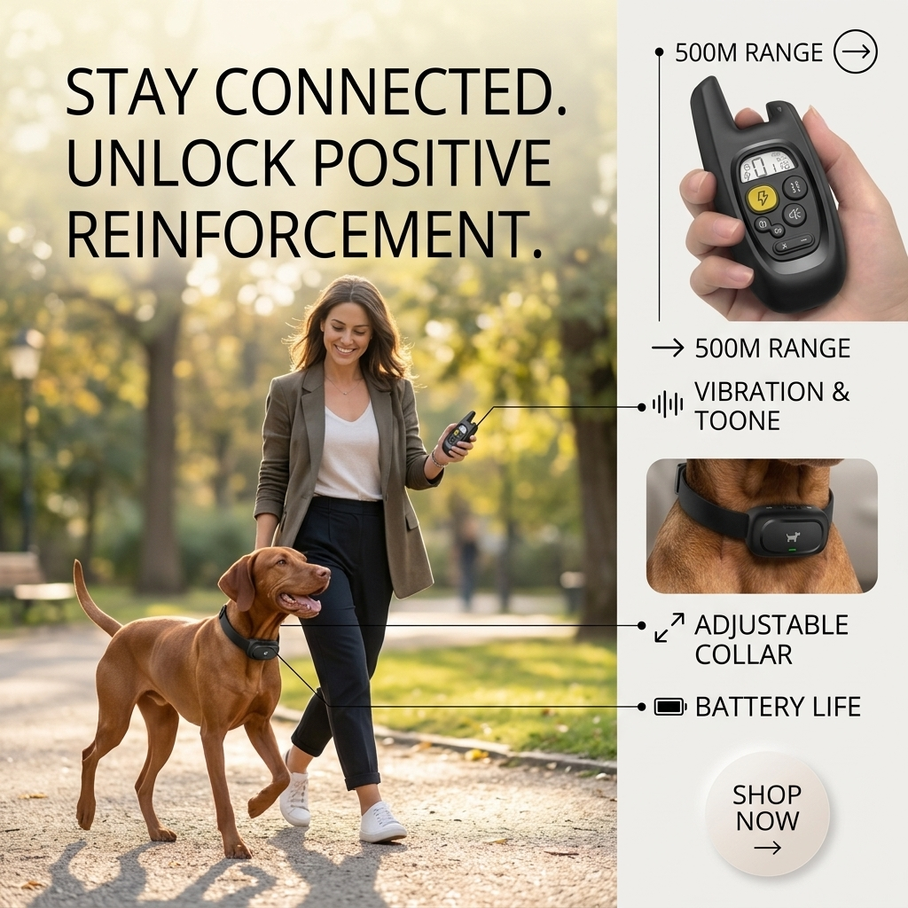 Pet Training Collar Anti-Bark Rechargeable Waterproof Smart Electronic 500M range