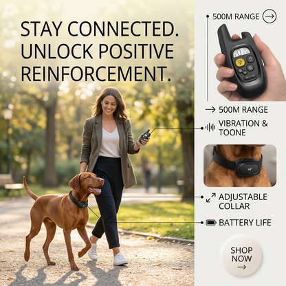 Pet Training Collar Anti-Bark Rechargeable Waterproof Smart Electronic 500M range