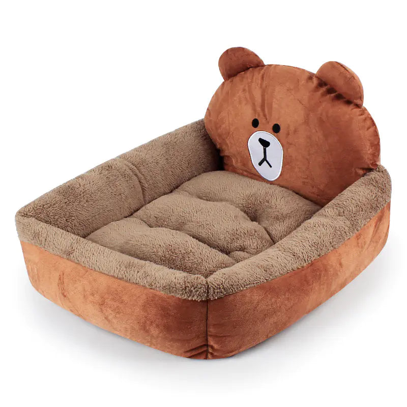 3D Cartoon Cube Dog Bed - Warm Pet House for Winter