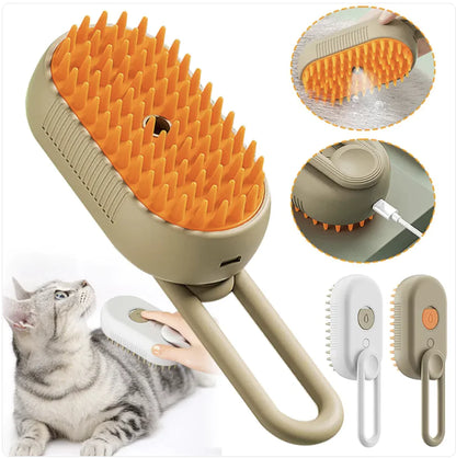 4 in 1 Cat steam brush, steam brush for dogs, rabbits., Pet spray comb for shedding and grooming, Gentle Technology, Easy-to-Clean, massage