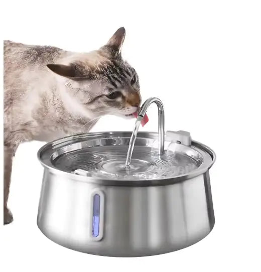 Cat Water Fountain 3.2L Stainless Steel: Pet Fountains for Cats/Dog Indoor Automatic Waterer Bowls for Drinking Small Animal Water Quiet Operation: