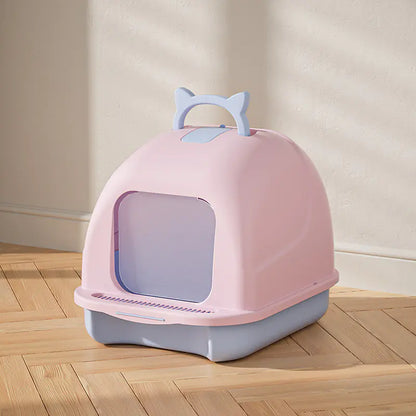 Large Closed Cat Litter Box with Odor Control Features