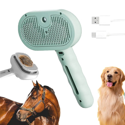 3-in-1 Steam Pet Brush – Self-Cleaning, Silicone Bristles, and Steam Function for Dogs, Cats & Horses