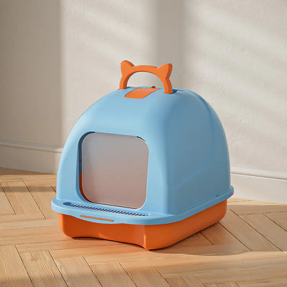 Large Closed Cat Litter Box with Odor Control Features